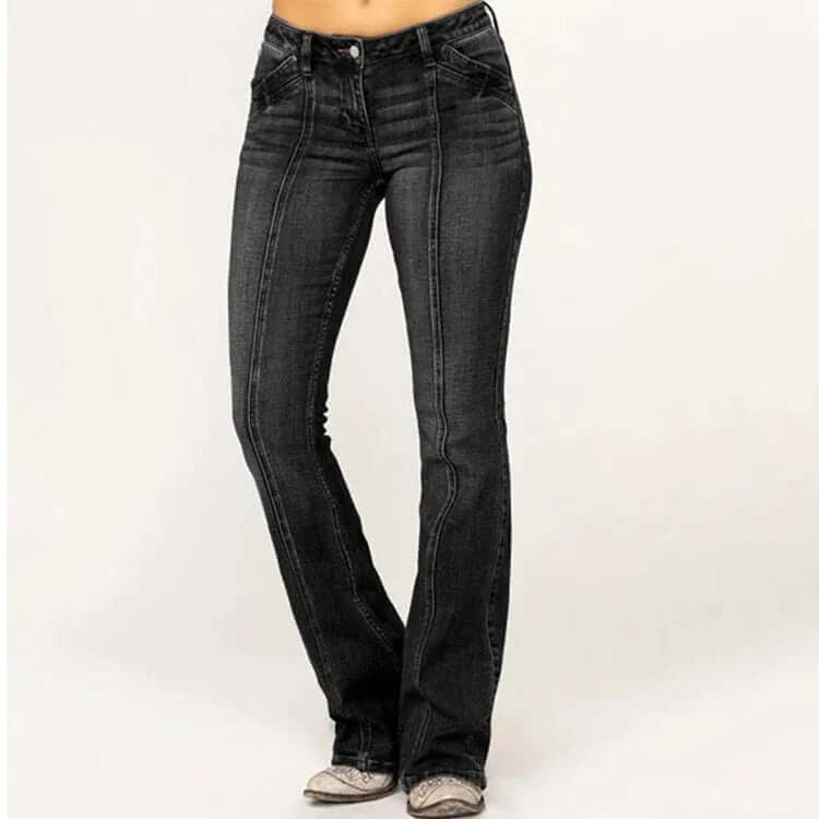 Women's Retro Flared Jeans: High-Waisted, Stylish Fit