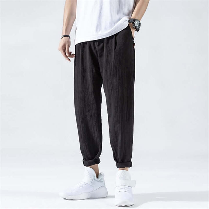 Men's Relaxed Fit Casual Trousers: Breathable Cotton