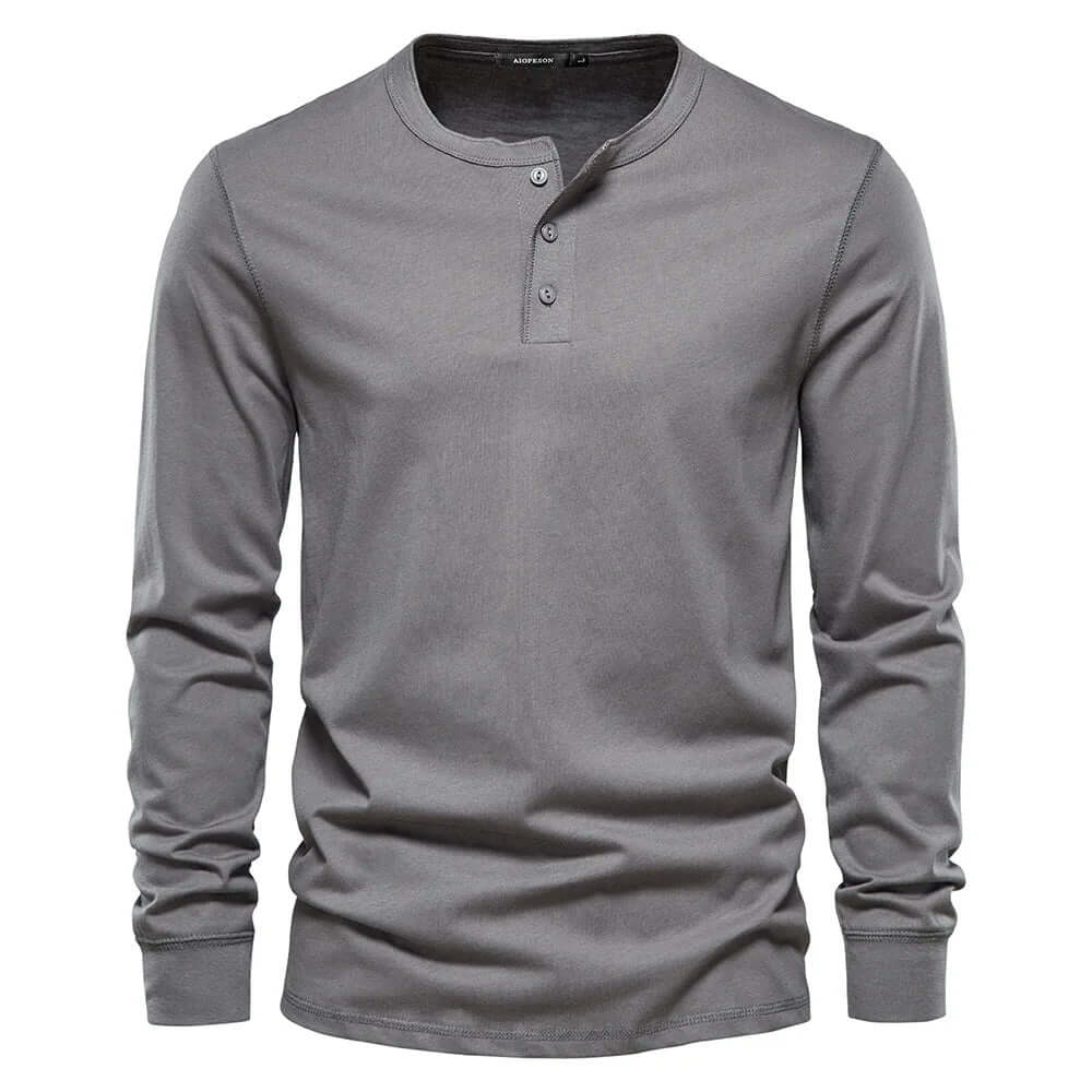 Men's Long Sleeve Collarless T-Shirt: Casual Comfort & Style