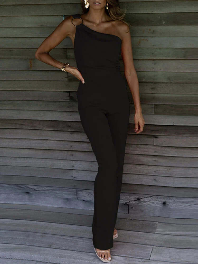 Elegant One-Shoulder Sleeveless Jumpsuit