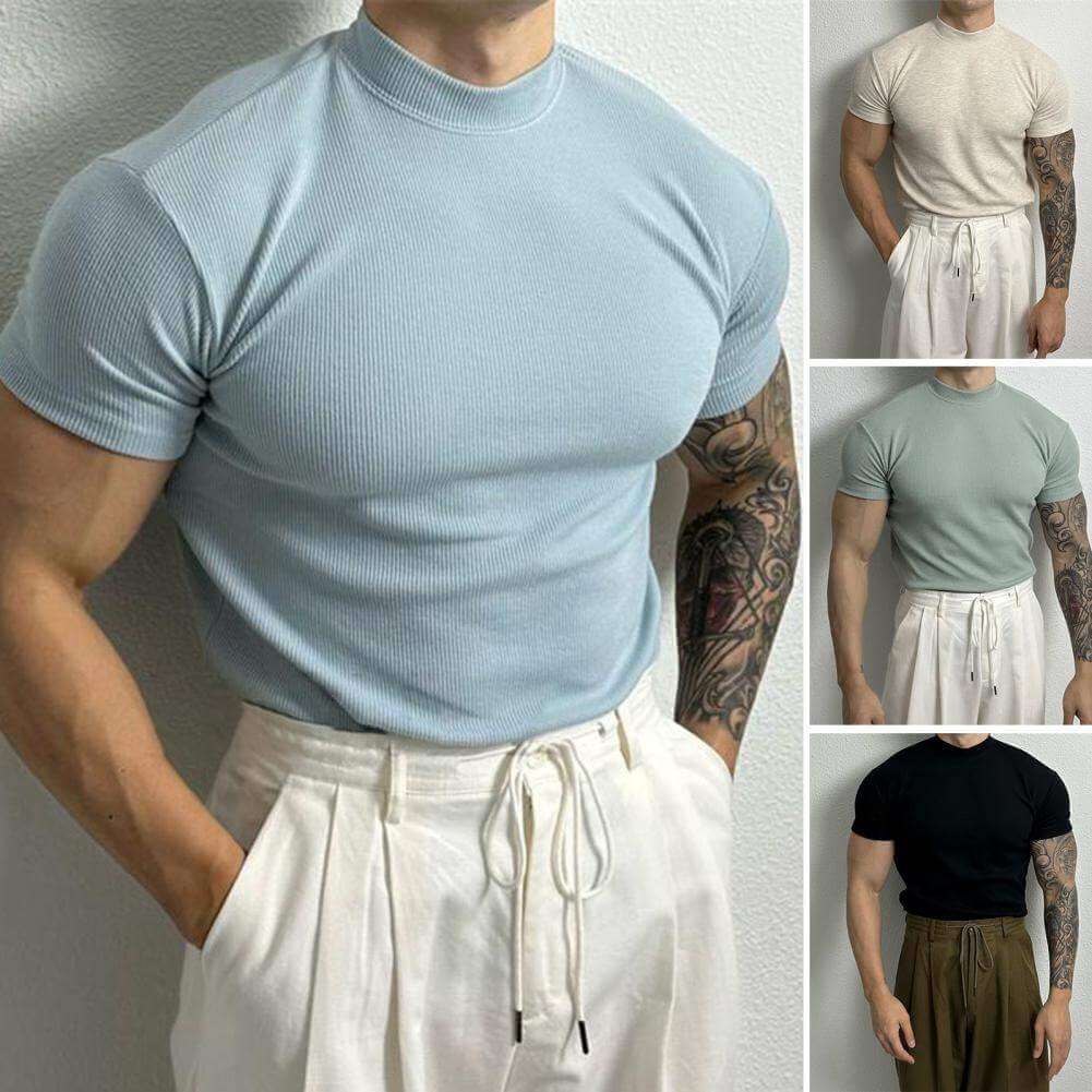 Men's Short Sleeve Ribbed Knit Top