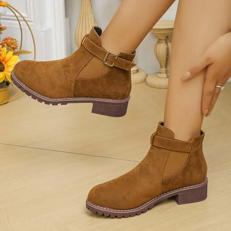 Women's Casual Outdoor Boots with Buckle Detail