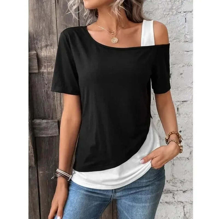 Women's Asymmetrical Layered Top: Relaxed Fit, Lightweight Summer Top