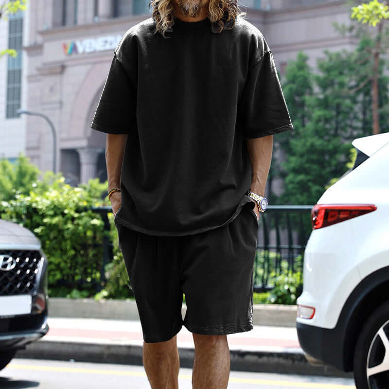 Men's Relaxed Fit Loungewear Set: Short Sleeve T-Shirt & Shorts