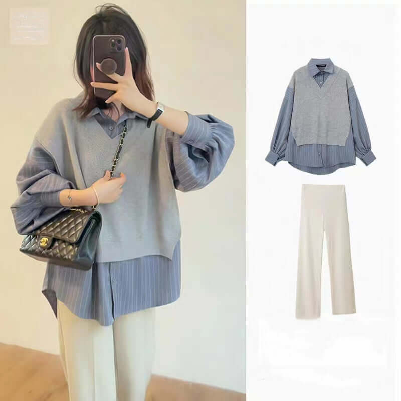 Women's Relaxed Midi Top & Wide Leg Pants Set