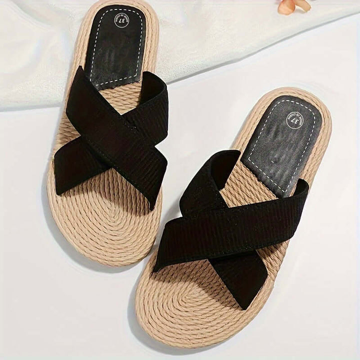 Women's Summer Cross-Band Sandals: Lightweight & Non-Slip Beach Slides