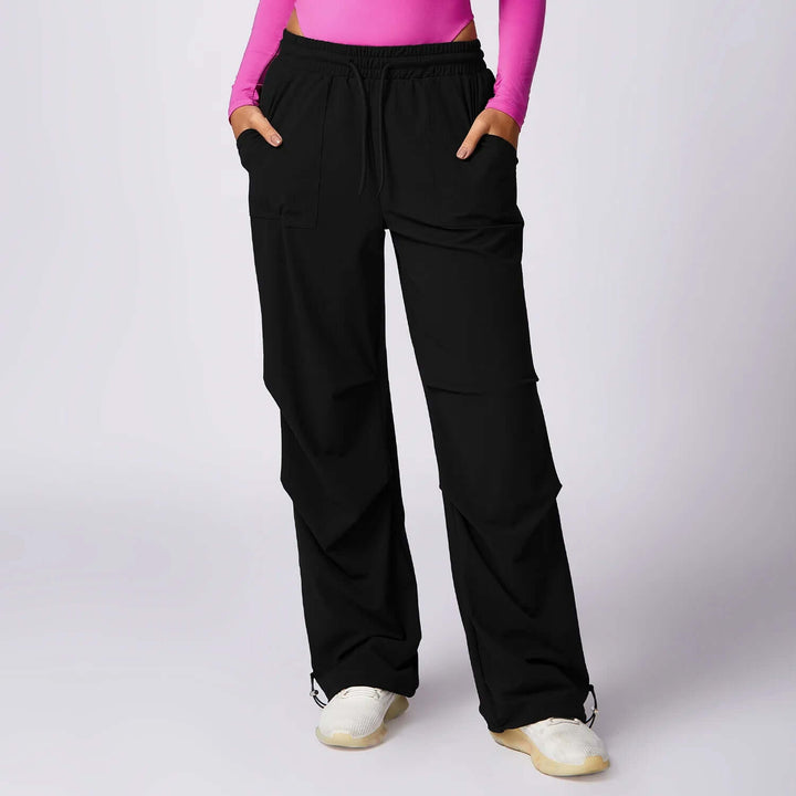 Women's Wide-Leg Trousers: Elastic Waist, Drawstring, Pockets