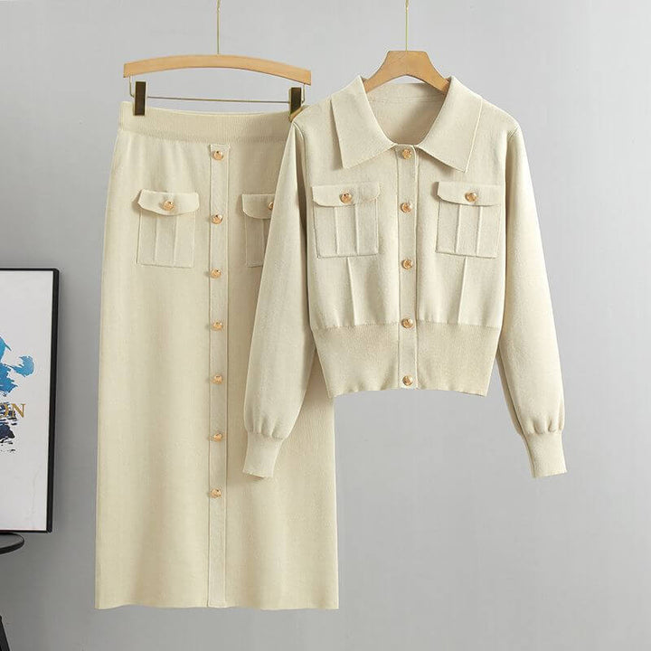 Women's Knit Top & Hip Envelope Skirt Set