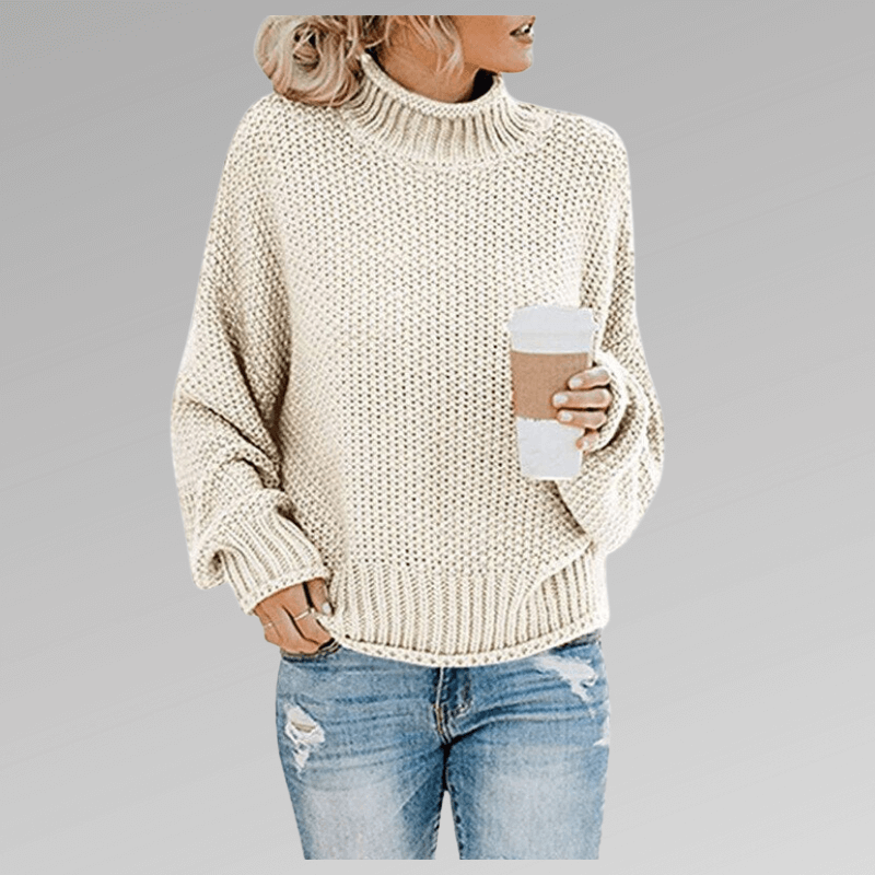 Women's High Neck Knit Long Sleeve Sweater