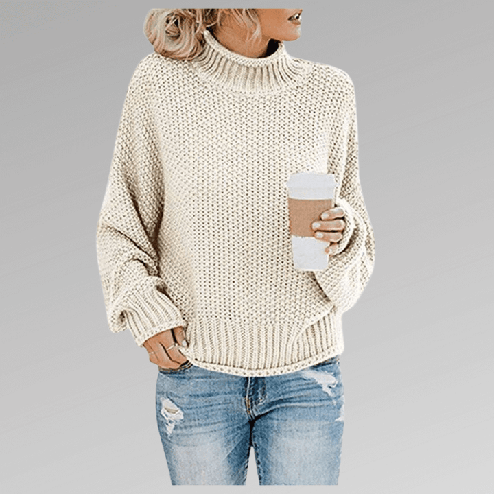 Women's High Neck Knit Long Sleeve Sweater