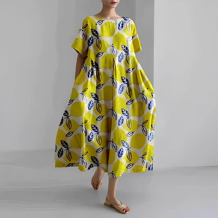 Women's Casual Loose Swing Dress, Floral Print, Boho Style