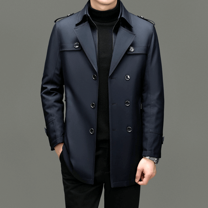 Men's Classic Trench Coat: Double-Breasted, Notched Lapel