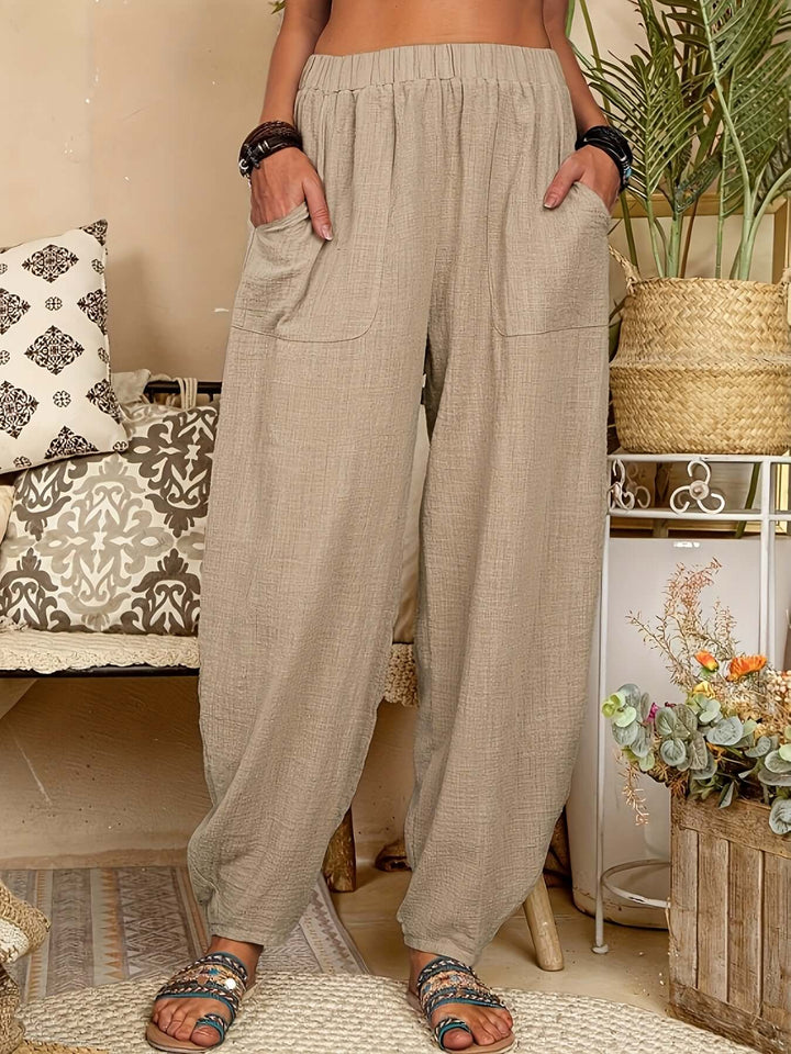 Women's Relaxed Fit Linen Pants with Pockets