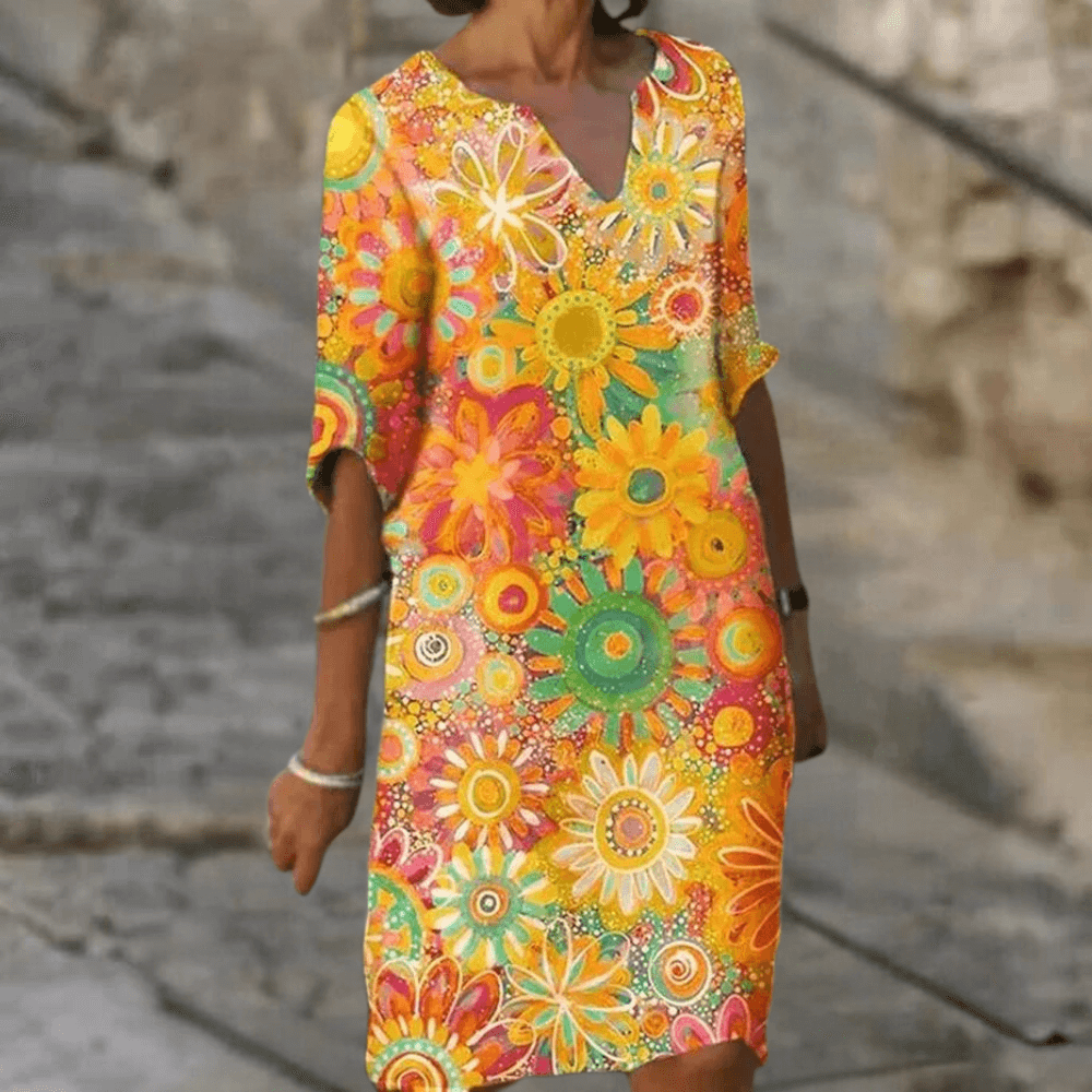 Elegant Floral Midi Dress for Women