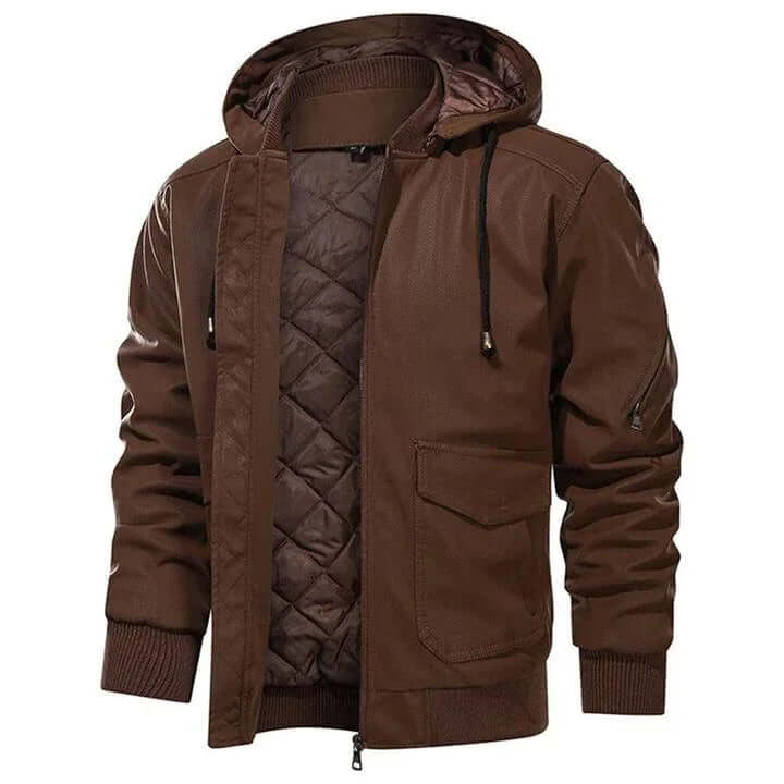 Men's Faux Leather Biker Jacket - Winter Warmth & Style
