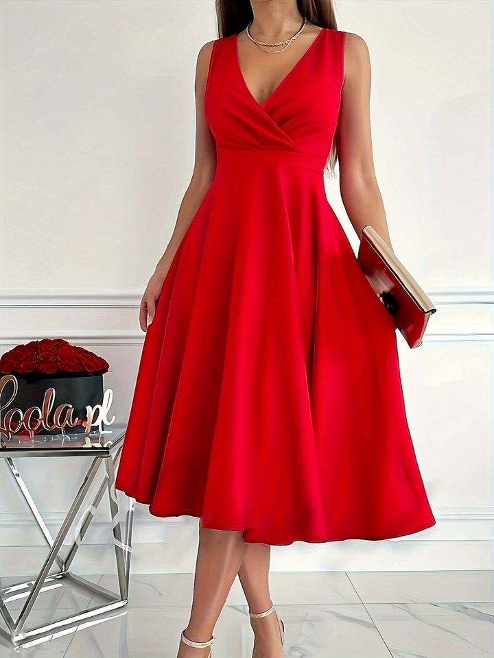 Elegant Women's Midi V-Neck Dress
