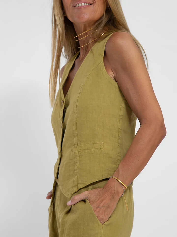 Women's Linen Two-Piece Vest Set: Summer Outfit