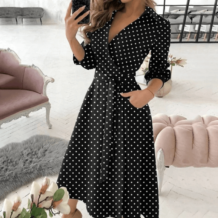 Women's Belted Wrap Midi Dress: Elegant & Versatile
