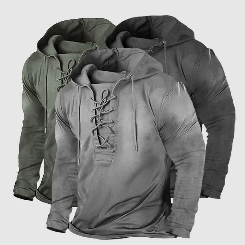 Men's Retro Winter Lace-Up Hoodie: Casual Streetwear