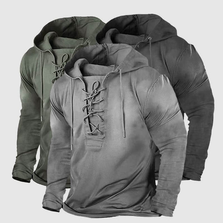 Men's Retro Winter Lace-Up Hoodie: Casual Streetwear