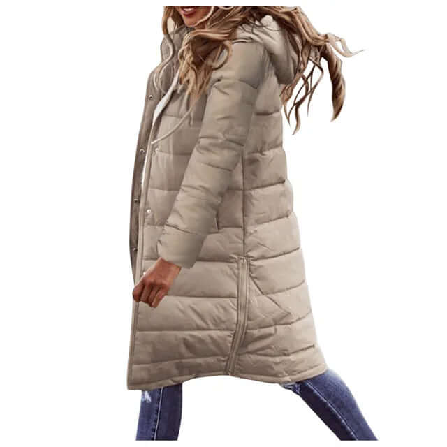 Women's Long Padded Winter Coat with Hood
