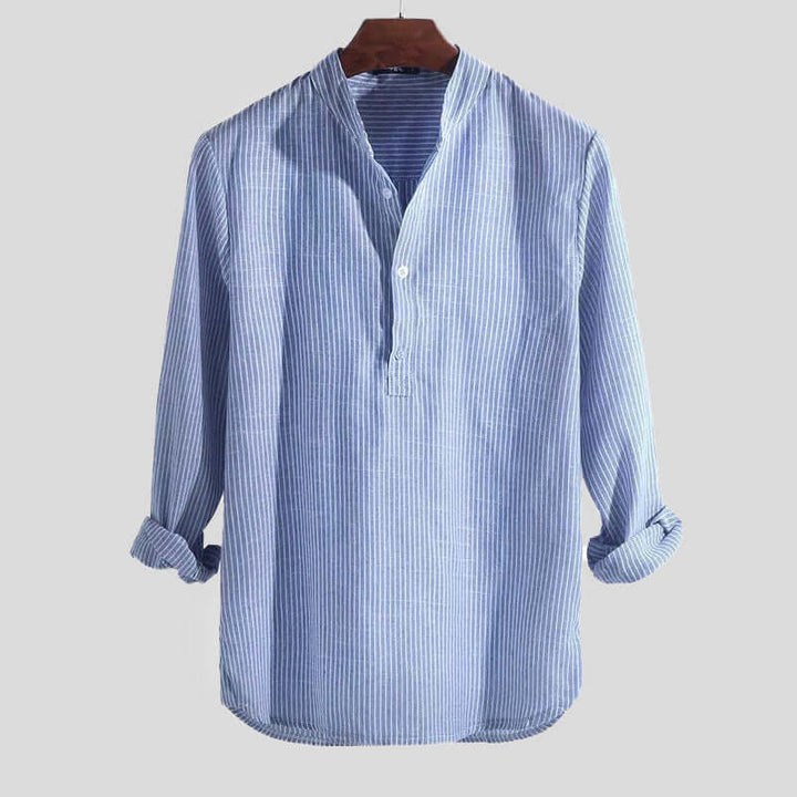 Men's Long-Sleeve Striped Shirt: Relaxed Fit, Breathable