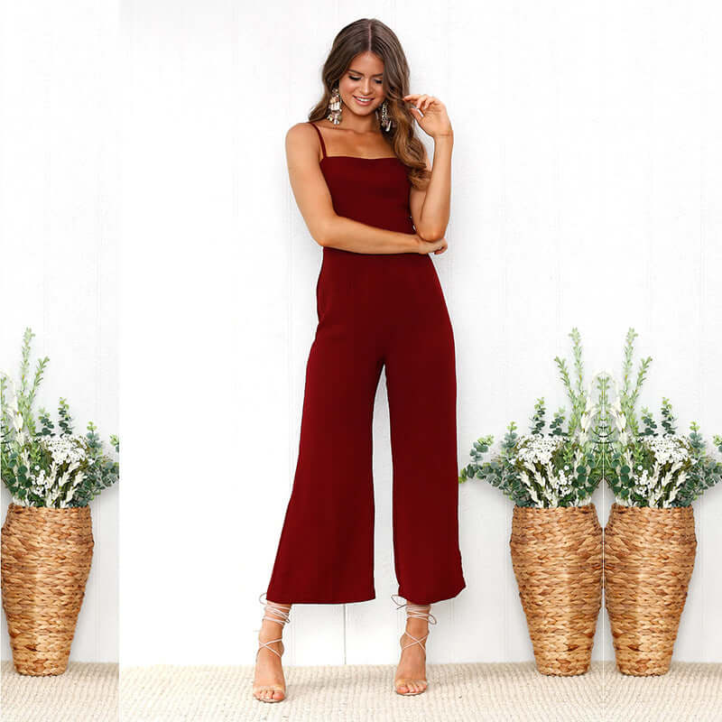 Women's Sleeveless Straight Leg Jumpsuit: Summer Casual Style