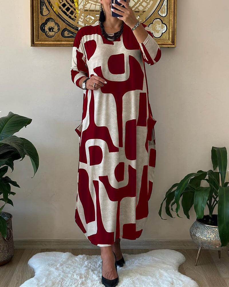 Women's Printed Long Sleeve Dress