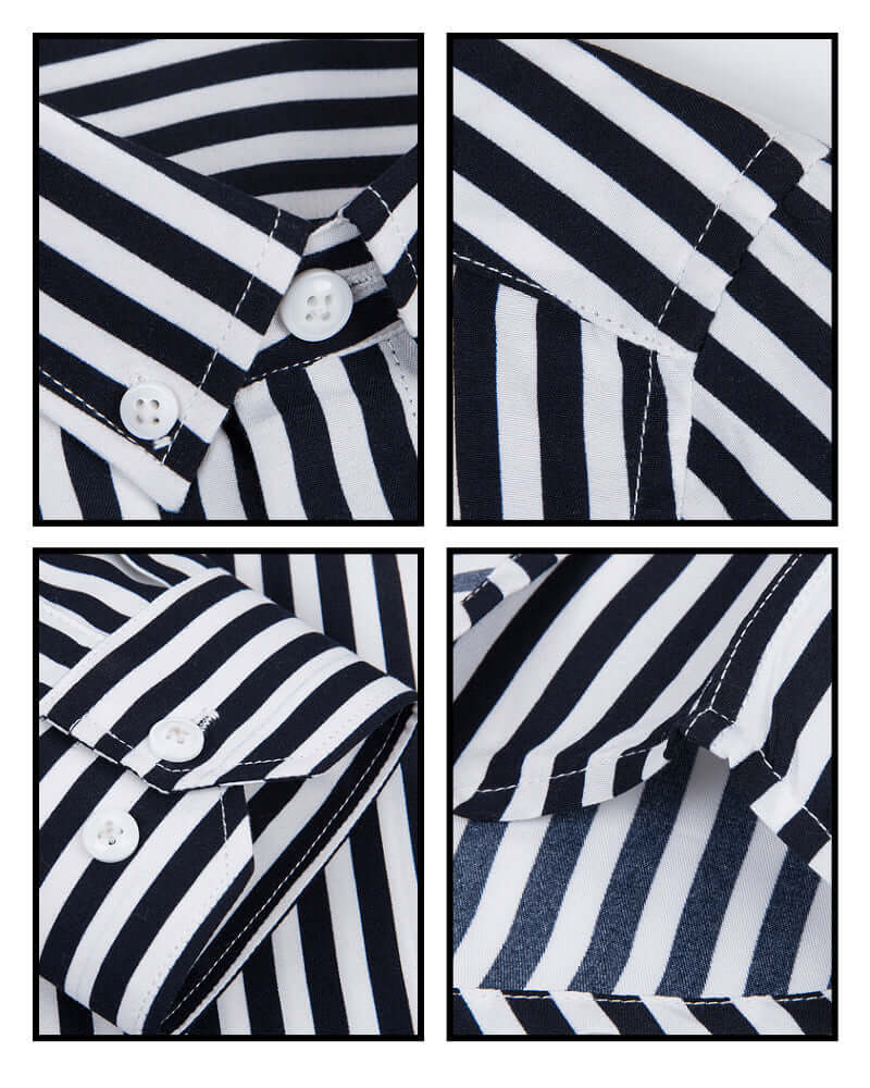 Men's Classic Fit Long Sleeve Striped Dress Shirt