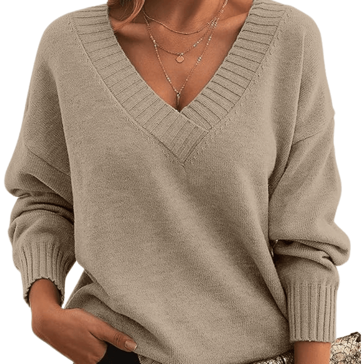 Women's V-Neck Knit Sweater: Soft, Elegant Everyday Wear