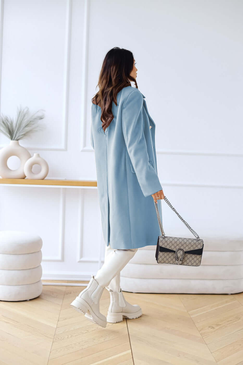 Women's Lapel Collar Long Sleeve Double-Breasted Jacket