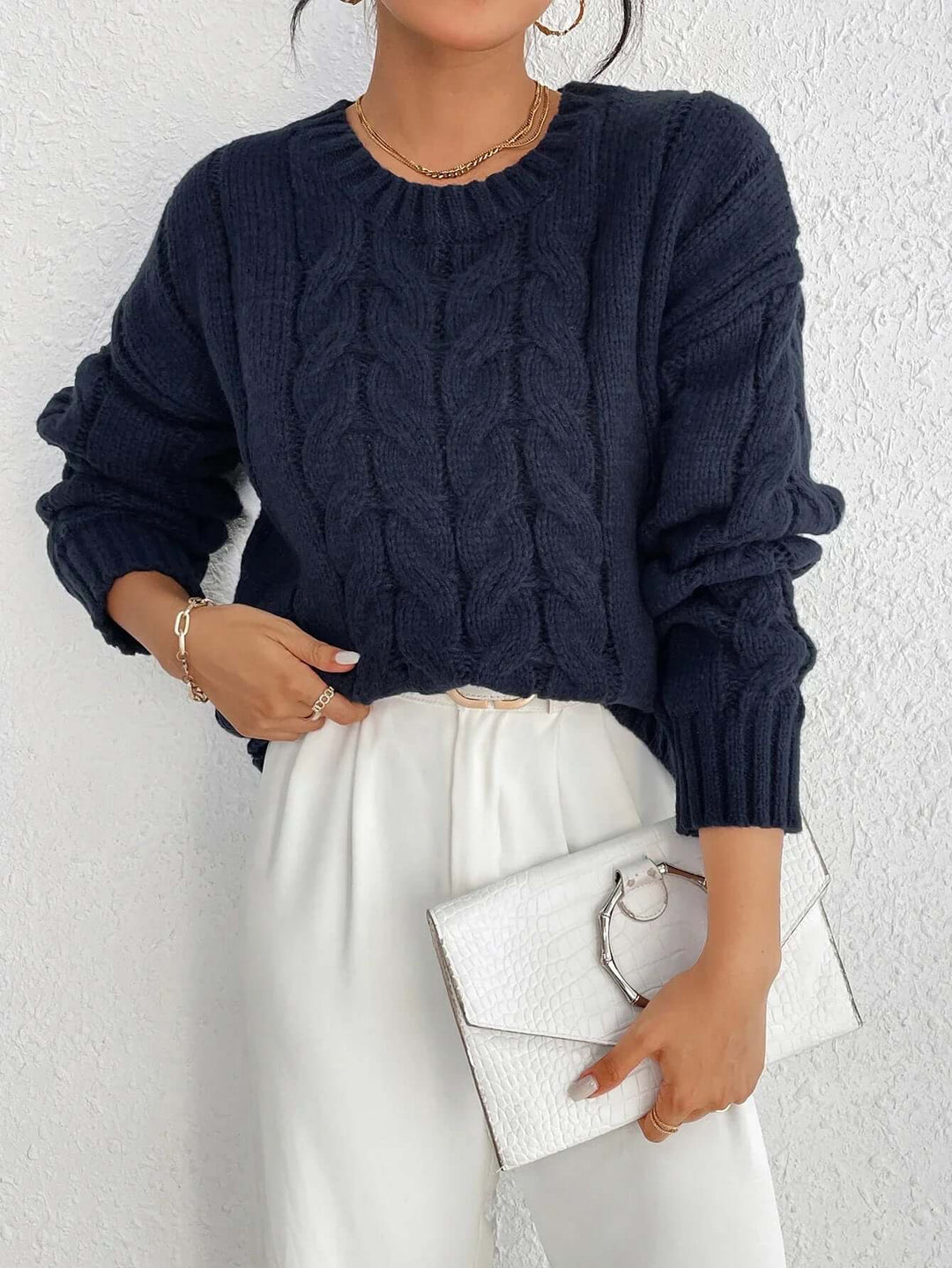 Women's Cozy Twisted Knit Pullover Sweater
