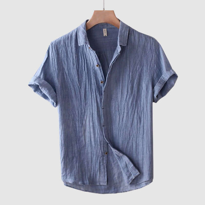 Men's Casual Short-Sleeve Slap Collar Shirt