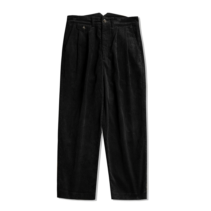Men's High-Waist Relaxed-Fit Corduroy Trousers