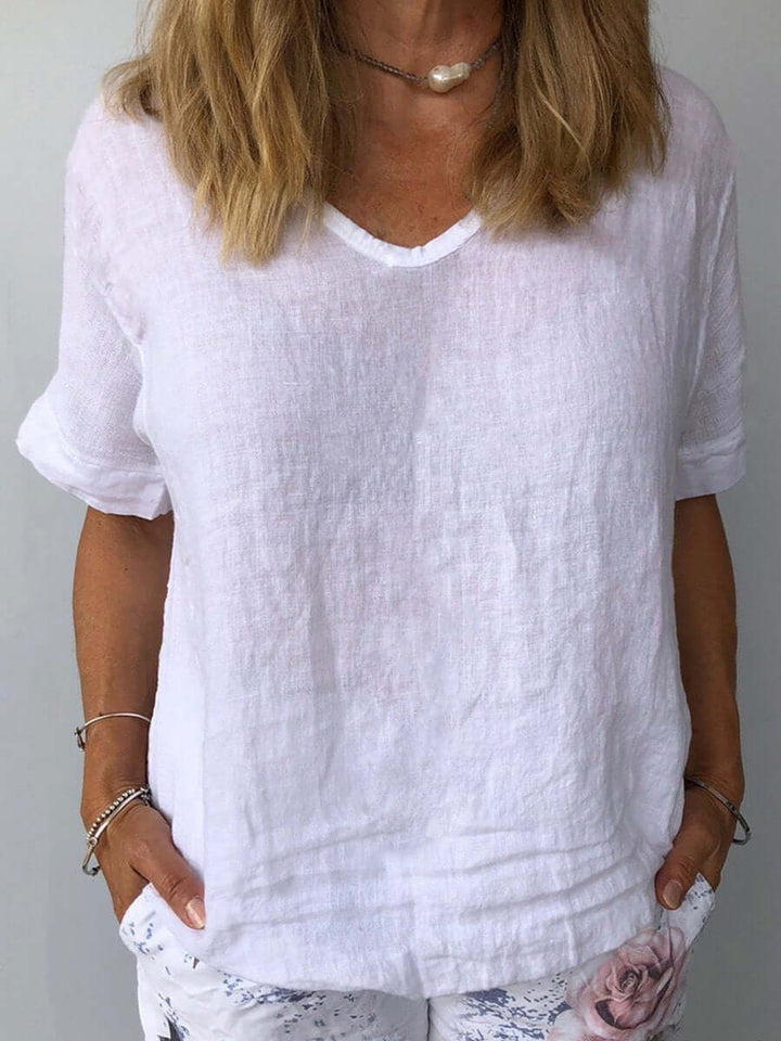 Women's Relaxed Cotton Linen Summer Top