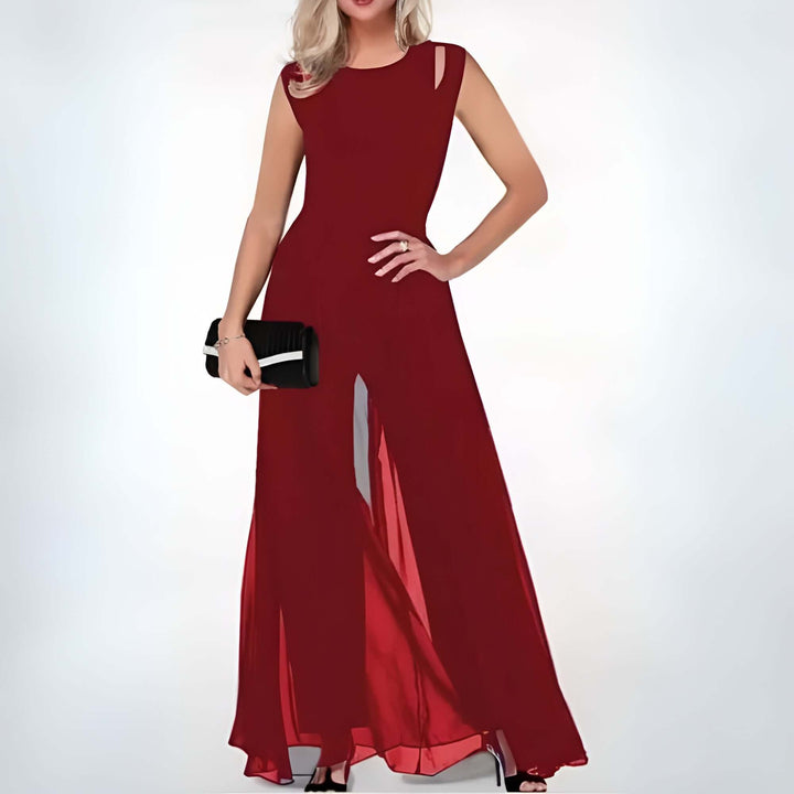 Women's Sleeveless Wide-Leg Jumpsuit with Cut-Out Detail