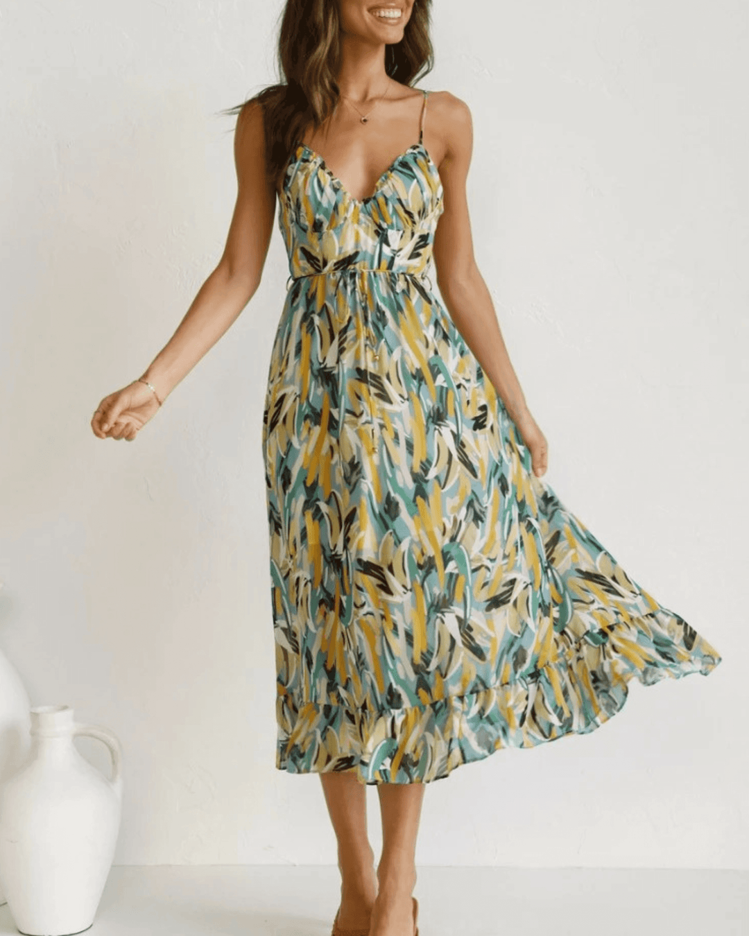 Women's Floral Midi Dress: Elegant & Lightweight Summer Dress