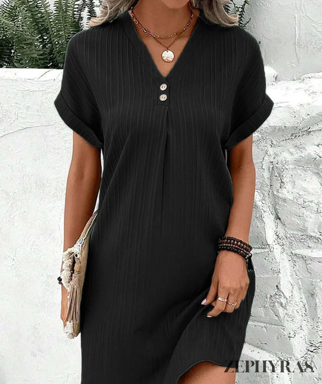Elegant V-Neck Midi Dress