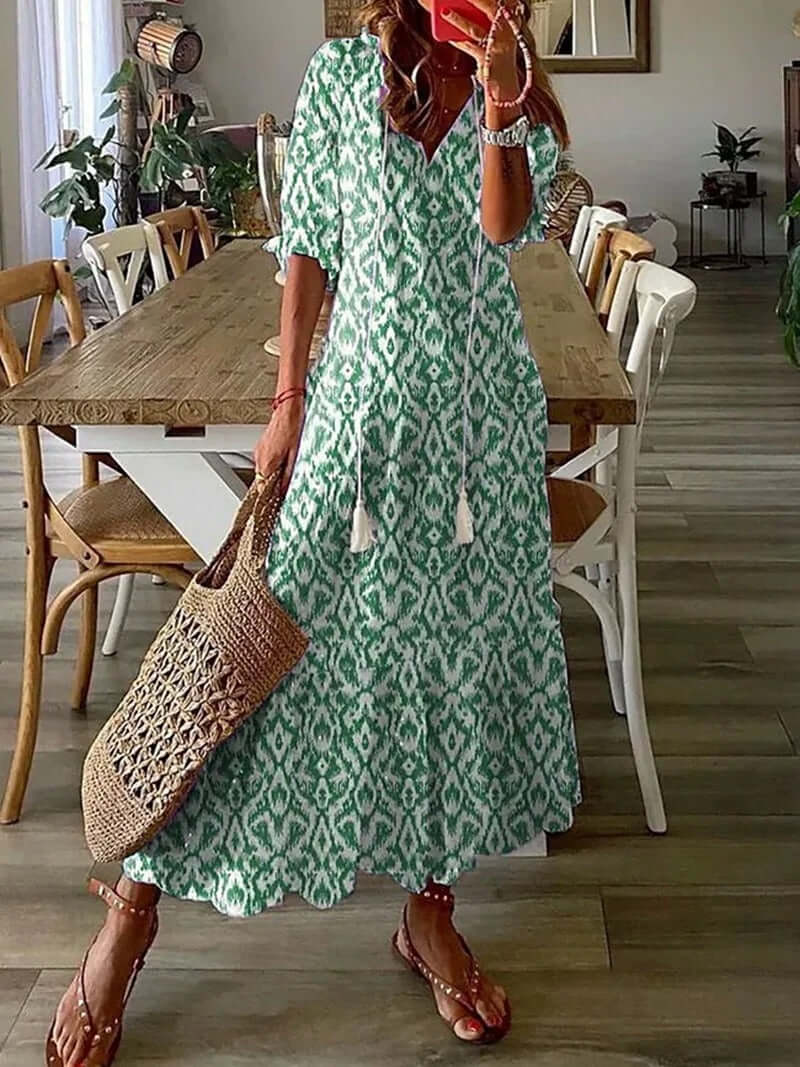 Women's Bohemian Maxi Dress: Flowy, Floral Summer Dress