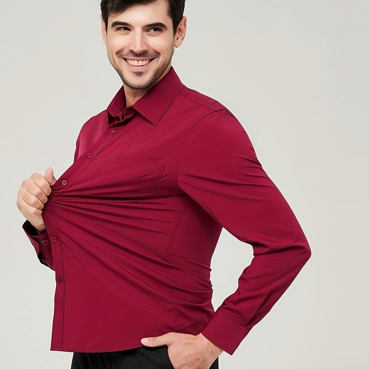 Men's Long-Sleeve Cotton Shirt: Modern Fit Dress Shirt