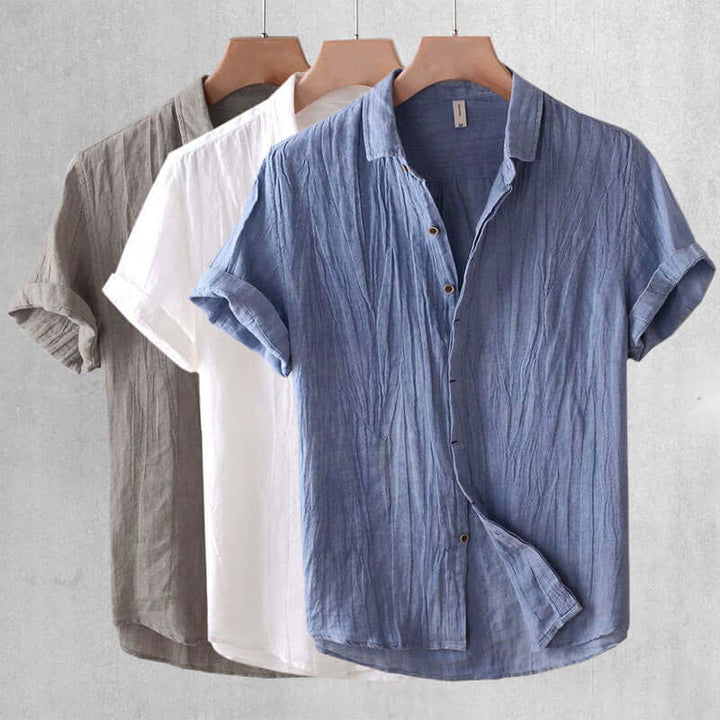 Men's Casual Short-Sleeve Slap Collar Shirt