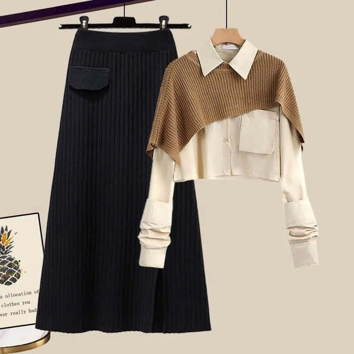 Women's High-Waisted Knitted Skirt Set