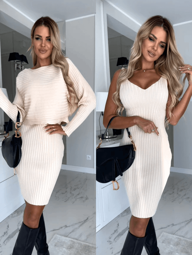 Women's Knit Sleeveless Midi Dress & Sweater Set