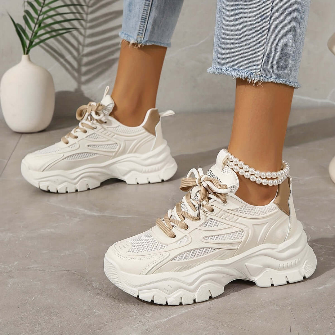 Women's Breathable Mesh Trainers with Thick Sole