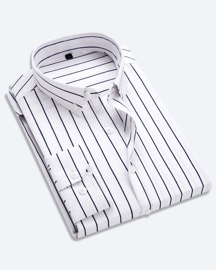 Men's Classic Fit Long Sleeve Striped Dress Shirt