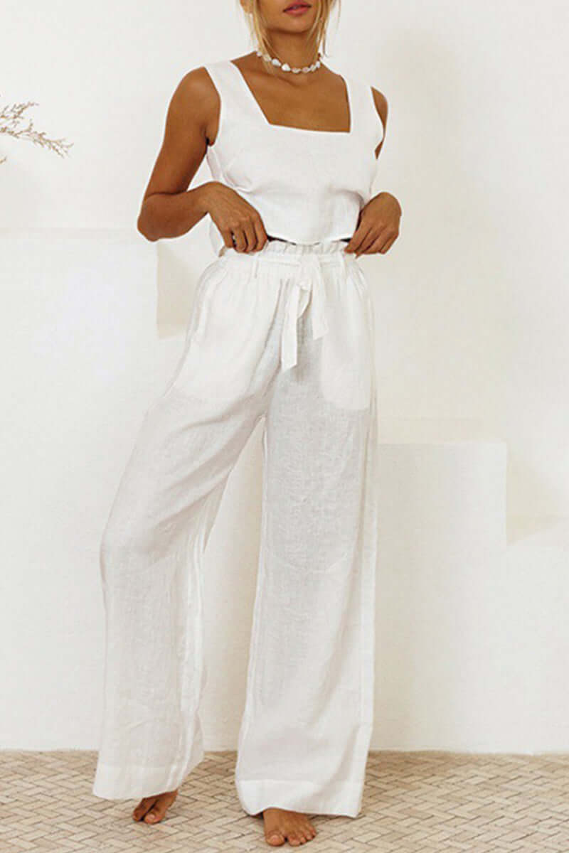 Women's Relaxed Sleeveless Crop Top & Pant Set