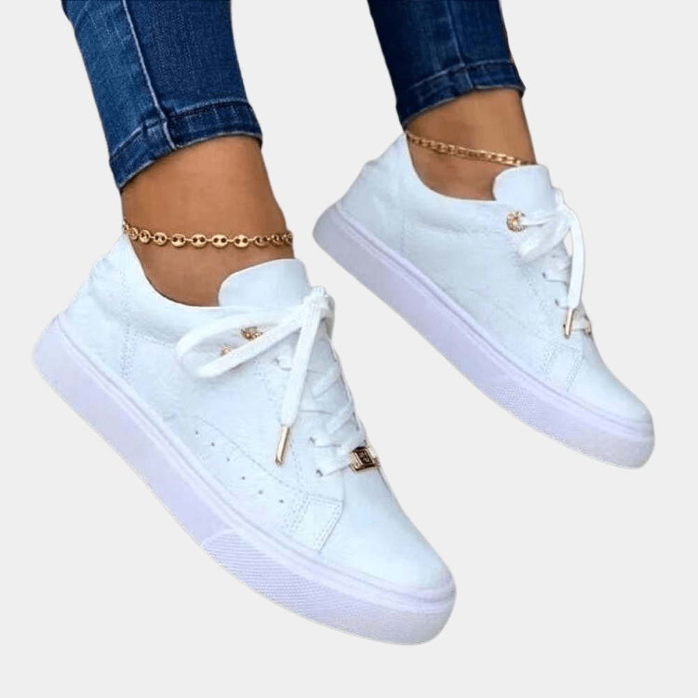 Women's Casual Low-Top Sneakers with Embossed Floral Detail
