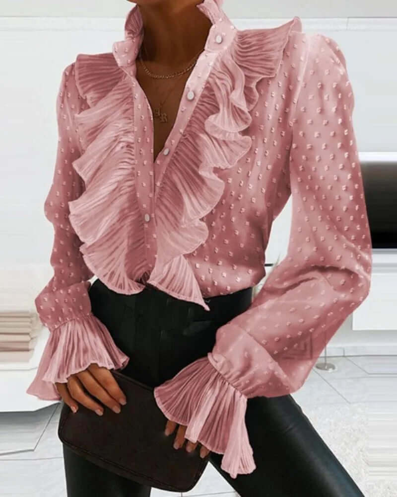 Ruched Long Sleeve Women's Blouse
