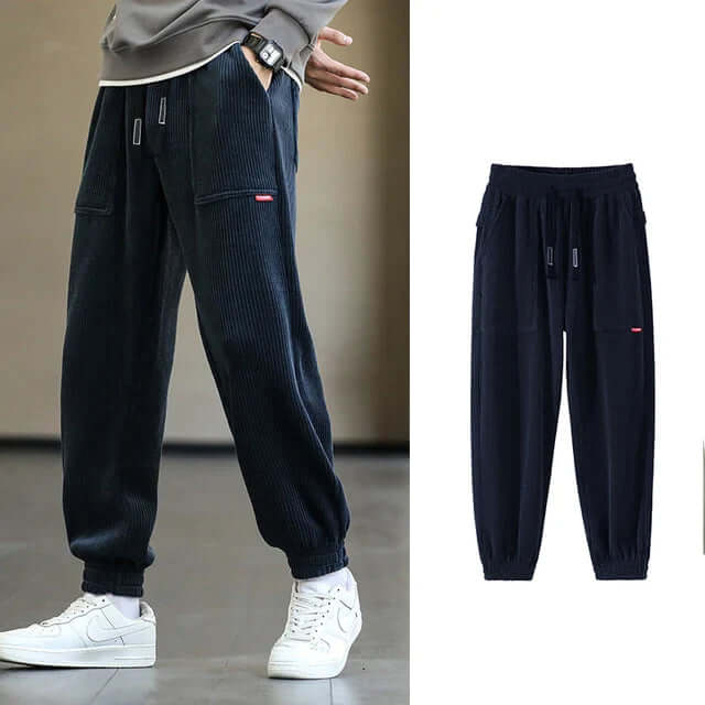Men's Relaxed Fit Corduroy Joggers with Pockets