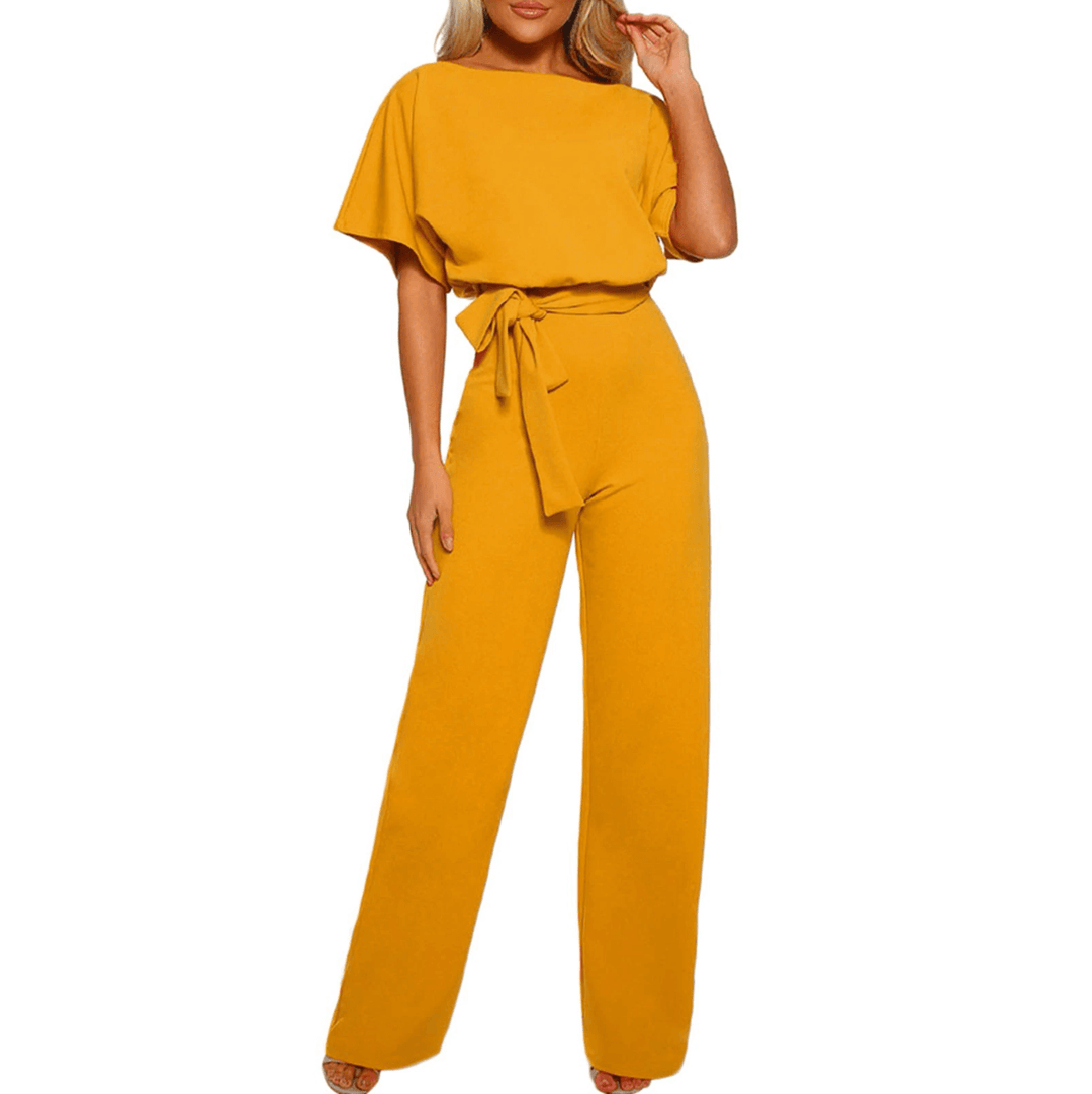 Women's Wide Leg Jumpsuit with Belt